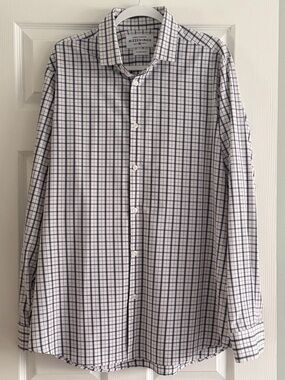 Mizzen+Main White and Navy Windowpane Dress Shirt